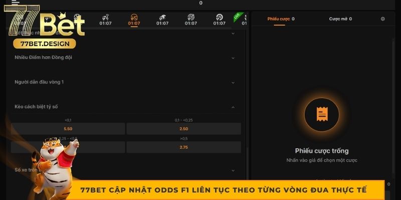 77bet cập nhật odds F1 liên tục theo từng vòng đua thực tế
